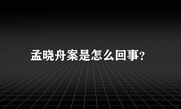 孟晓舟案是怎么回事？