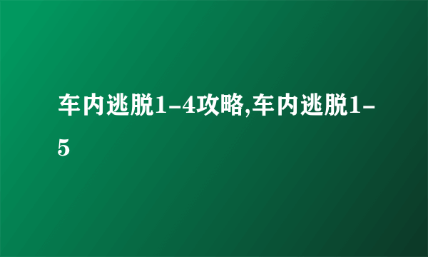 车内逃脱1-4攻略,车内逃脱1-5