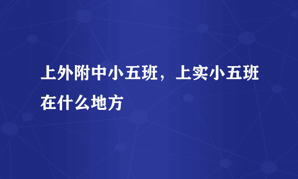 上外附中小五班，上实小五班在什么地方