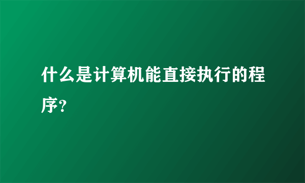 什么是计算机能直接执行的程序？