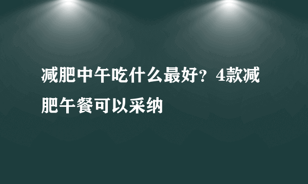 减肥中午吃什么最好？4款减肥午餐可以采纳