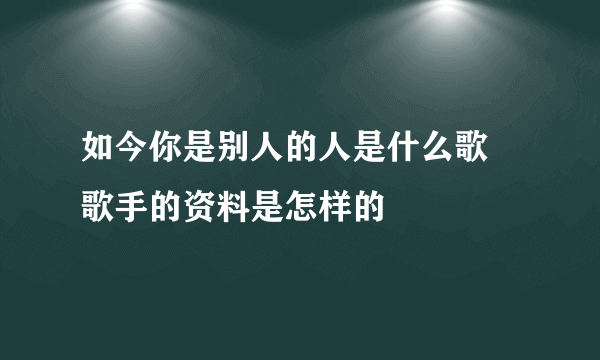 如今你是别人的人是什么歌 歌手的资料是怎样的