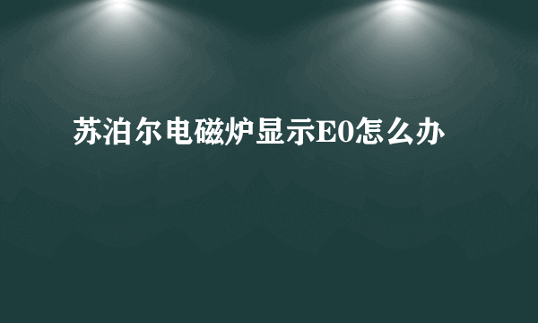 苏泊尔电磁炉显示E0怎么办