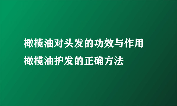 橄榄油对头发的功效与作用 橄榄油护发的正确方法