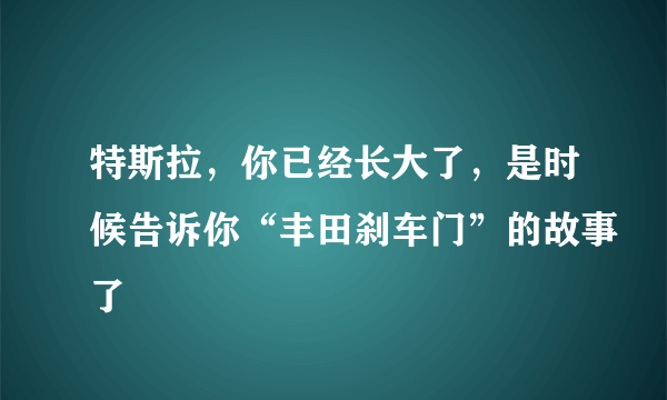 特斯拉，你已经长大了，是时候告诉你“丰田刹车门”的故事了