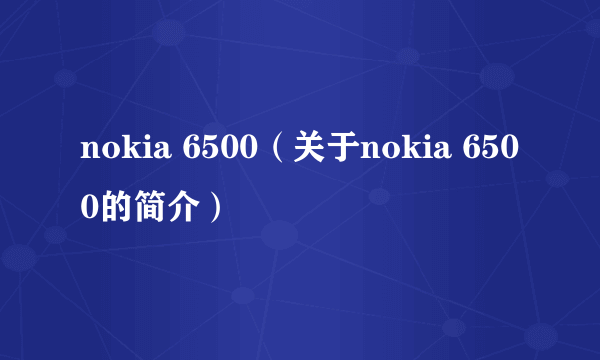 nokia 6500（关于nokia 6500的简介）