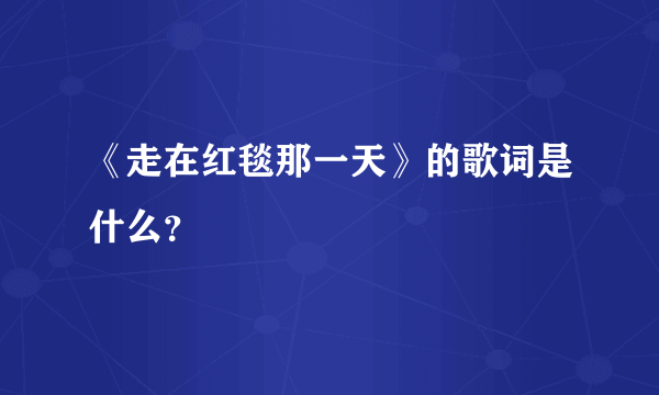 《走在红毯那一天》的歌词是什么？