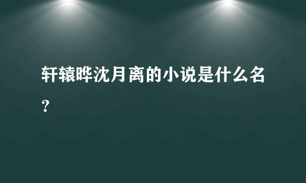 轩辕晔沈月离的小说是什么名？