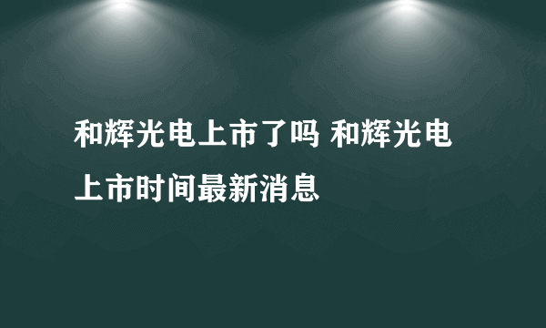 和辉光电上市了吗 和辉光电上市时间最新消息