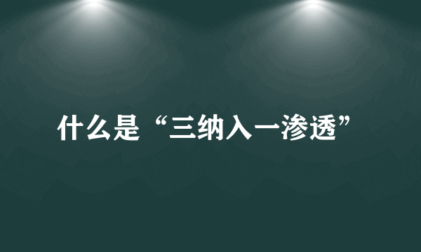 什么是“三纳入一渗透”