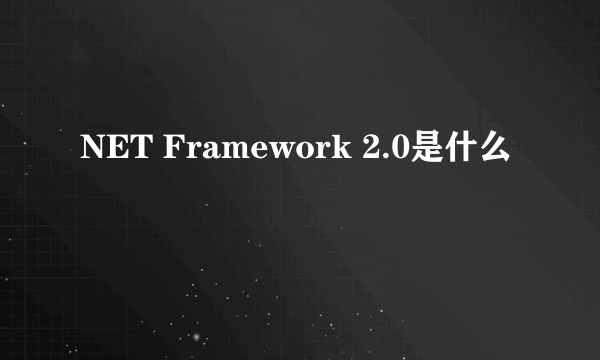 NET Framework 2.0是什么