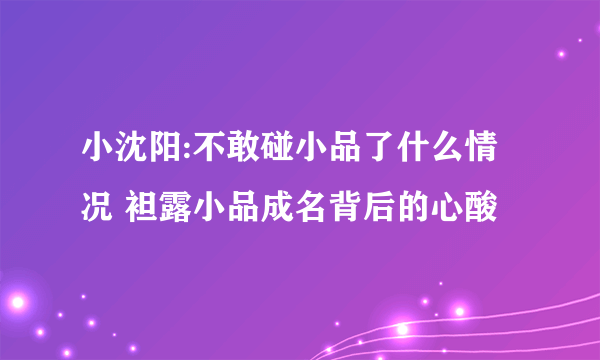 小沈阳:不敢碰小品了什么情况 袒露小品成名背后的心酸