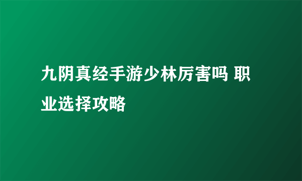 九阴真经手游少林厉害吗 职业选择攻略