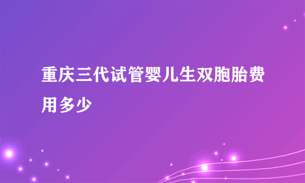 重庆三代试管婴儿生双胞胎费用多少