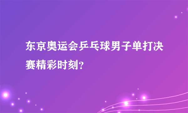 东京奥运会乒乓球男子单打决赛精彩时刻？