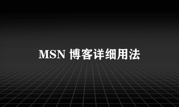 MSN 博客详细用法