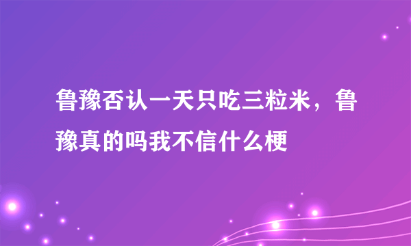 鲁豫否认一天只吃三粒米，鲁豫真的吗我不信什么梗