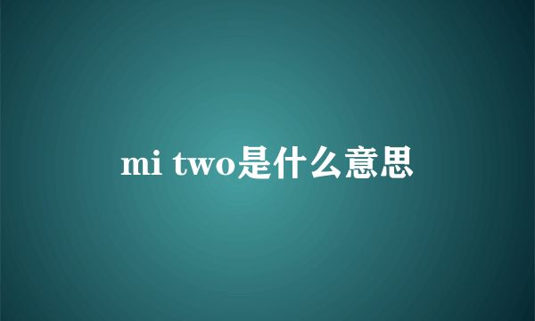 mi two是什么意思