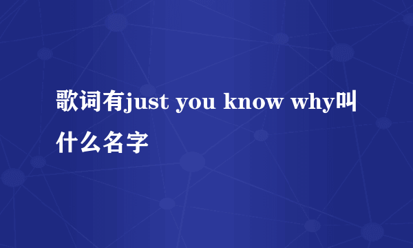 歌词有just you know why叫什么名字