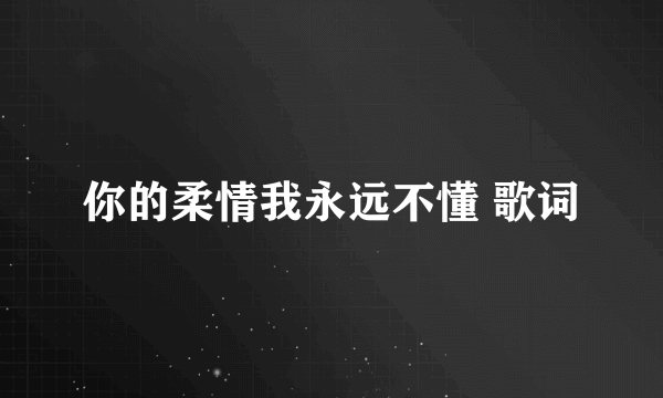 你的柔情我永远不懂 歌词