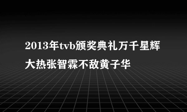 2013年tvb颁奖典礼万千星辉 大热张智霖不敌黄子华