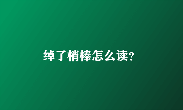 绰了梢棒怎么读？