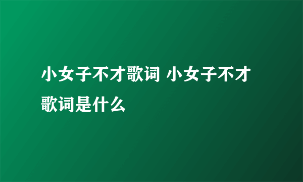 小女子不才歌词 小女子不才歌词是什么