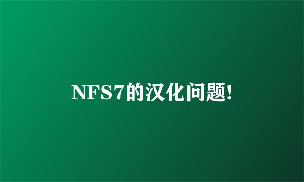 NFS7的汉化问题!