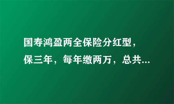 国寿鸿盈两全保险分红型， 保三年，每年缴两万，总共六年。这个保险到底是好不好的？