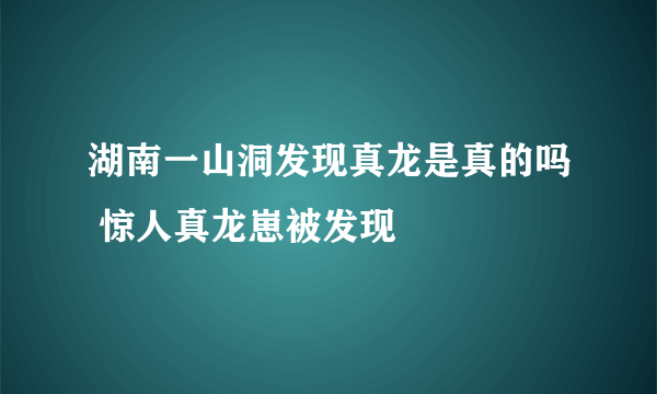 湖南一山洞发现真龙是真的吗 惊人真龙崽被发现