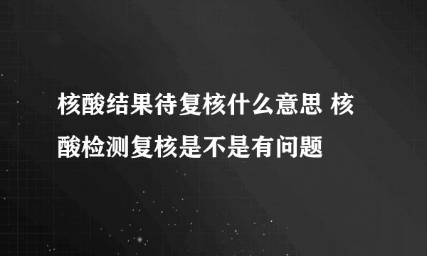 核酸结果待复核什么意思 核酸检测复核是不是有问题