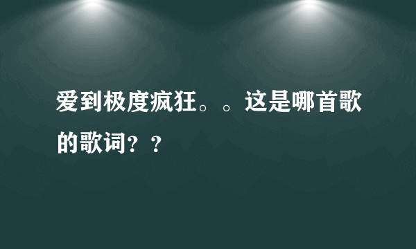 爱到极度疯狂。。这是哪首歌的歌词？？