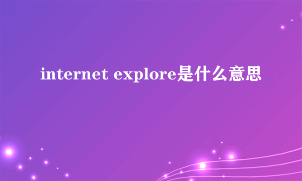 internet explore是什么意思