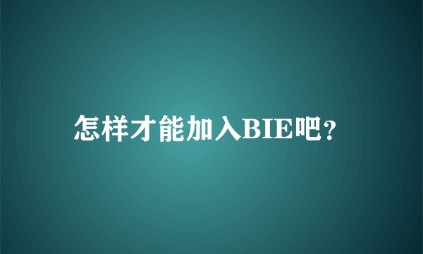 怎样才能加入BIE吧？