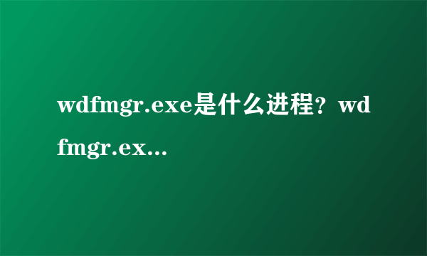 wdfmgr.exe是什么进程？wdfmgr.exe是病毒吗？