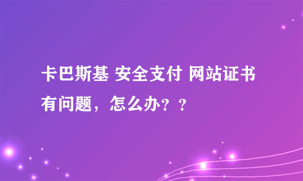 卡巴斯基 安全支付 网站证书有问题，怎么办？？