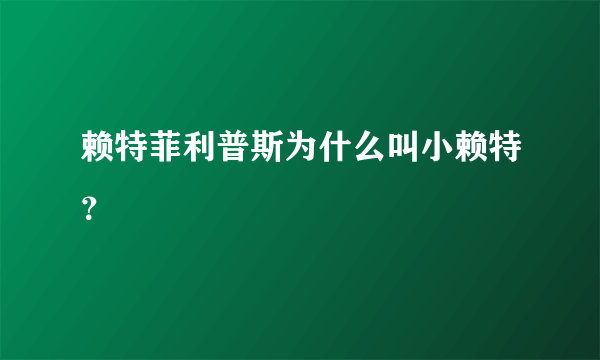 赖特菲利普斯为什么叫小赖特？