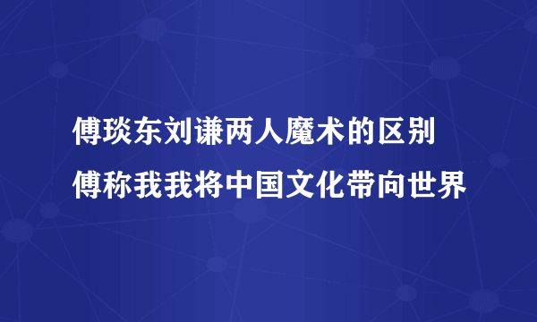 傅琰东刘谦两人魔术的区别 傅称我我将中国文化带向世界