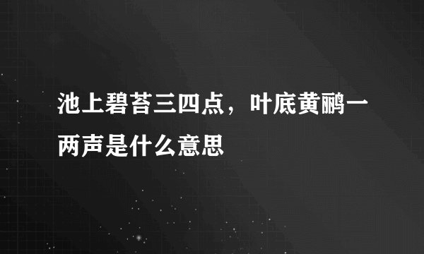 池上碧苔三四点，叶底黄鹂一两声是什么意思