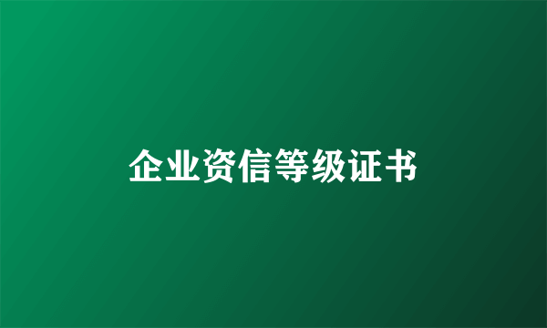 企业资信等级证书