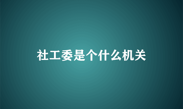 社工委是个什么机关