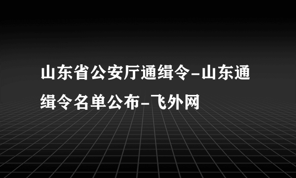 山东省公安厅通缉令-山东通缉令名单公布-飞外网