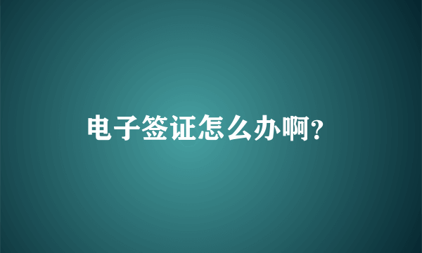 电子签证怎么办啊？