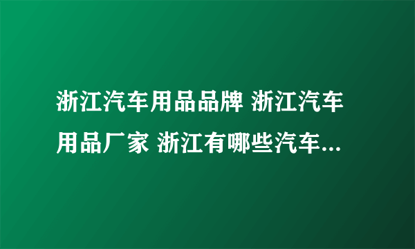 浙江汽车用品品牌 浙江汽车用品厂家 浙江有哪些汽车用品品牌【品牌库】