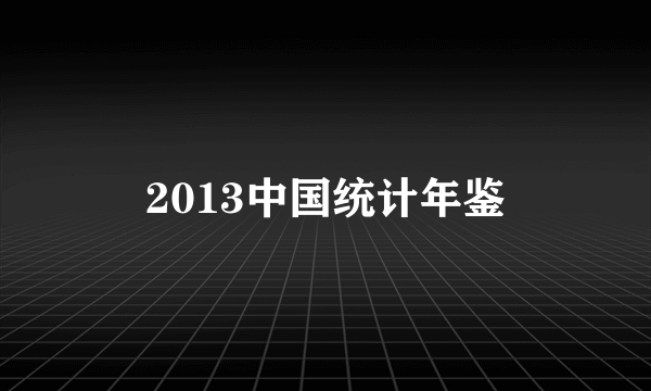 2013中国统计年鉴