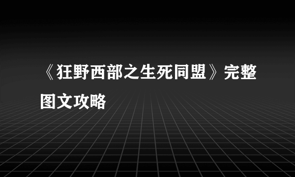 《狂野西部之生死同盟》完整图文攻略