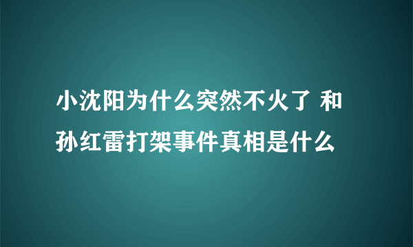 小沈阳为什么突然不火了 和孙红雷打架事件真相是什么