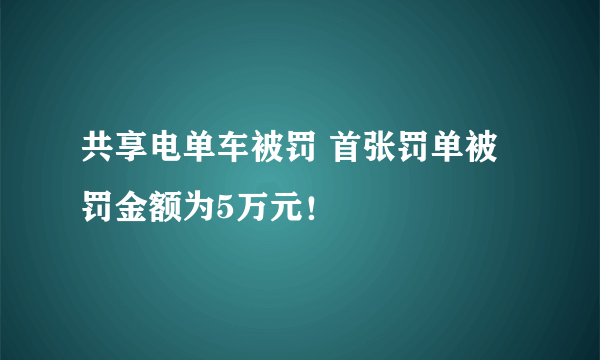 共享电单车被罚 首张罚单被罚金额为5万元！