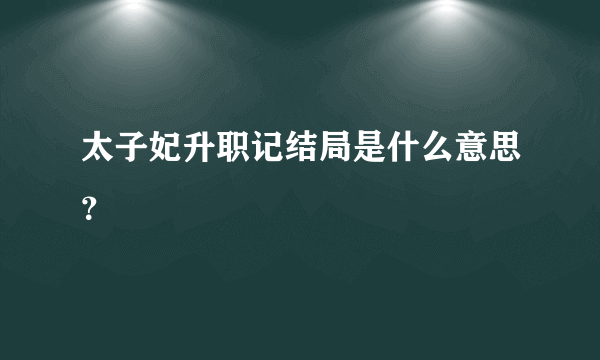 太子妃升职记结局是什么意思？