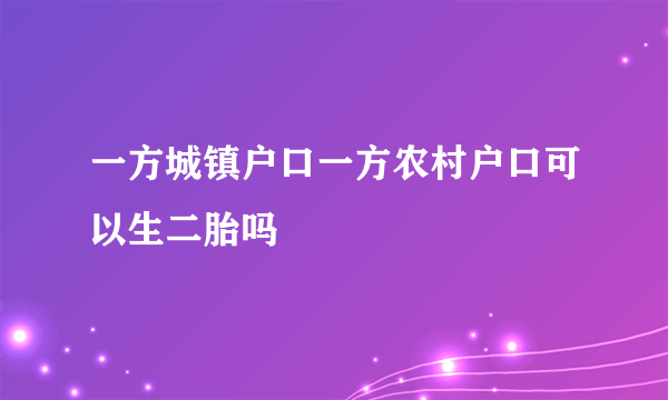 一方城镇户口一方农村户口可以生二胎吗